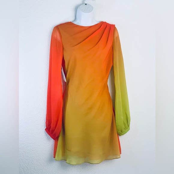 Ronny Kobo Timbra Ombre Chiffon Open V Back Dress Sz S - Picture 2 of 16